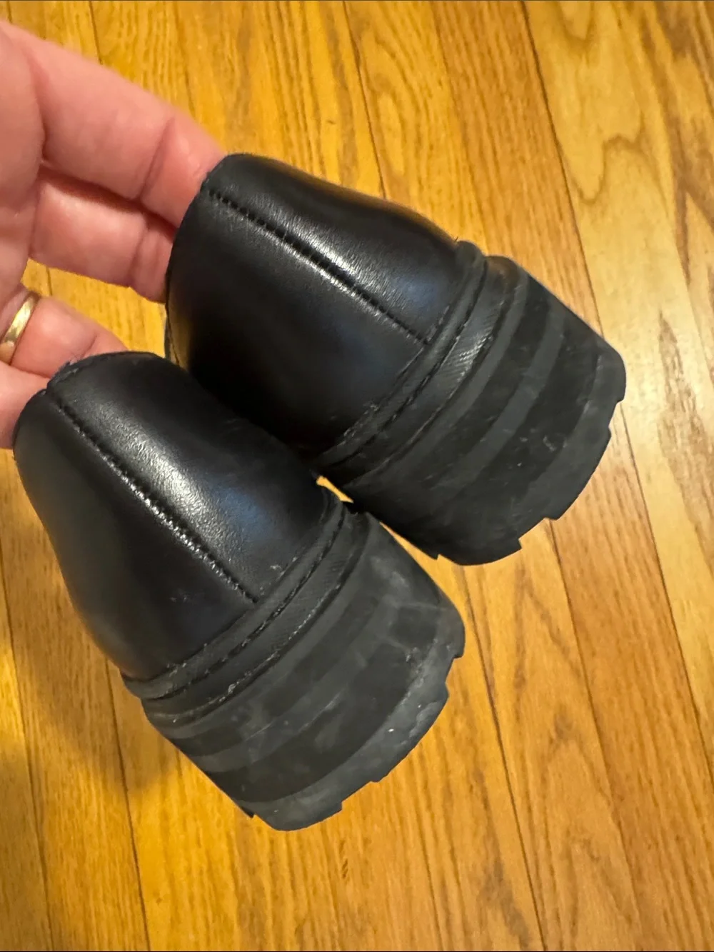 Madewell Black Leather Mary Jane Platform Loafers